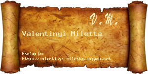 Valentinyi Miletta névjegykártya